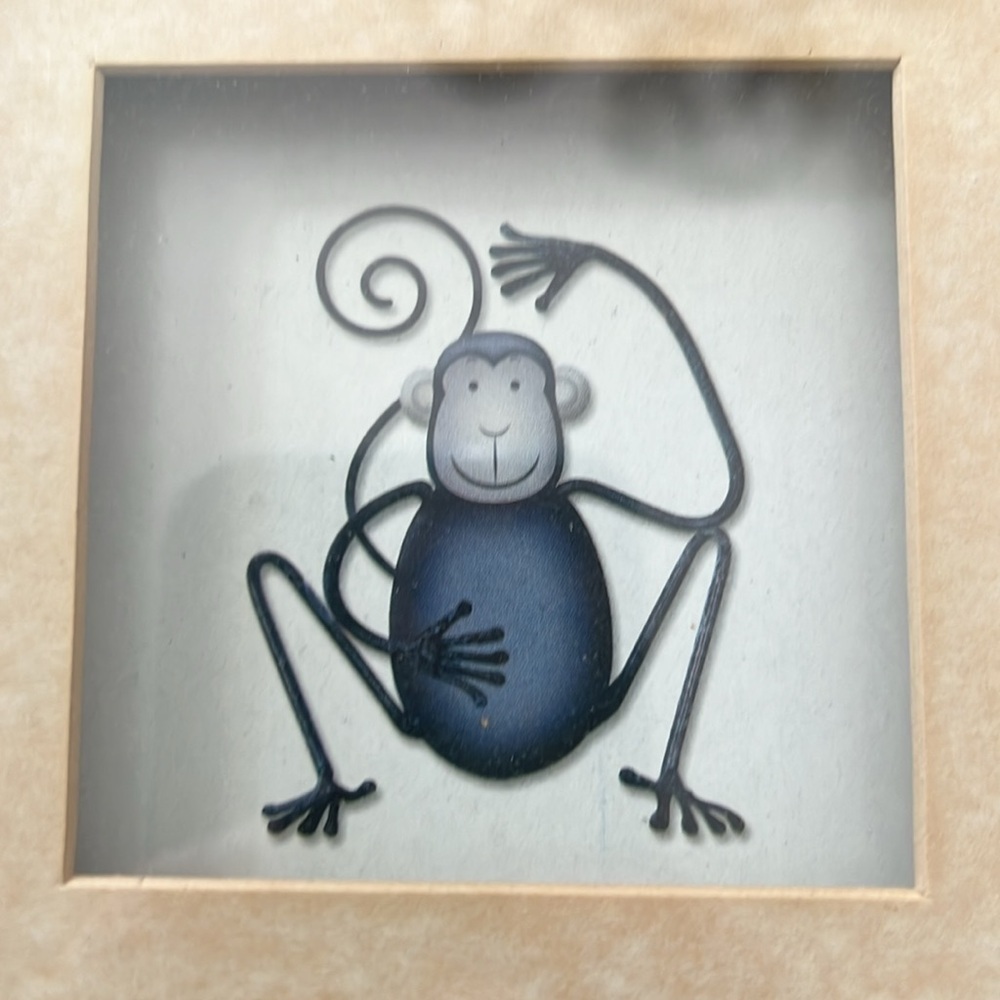 Framed monkey print. - Picture 5 of 7
